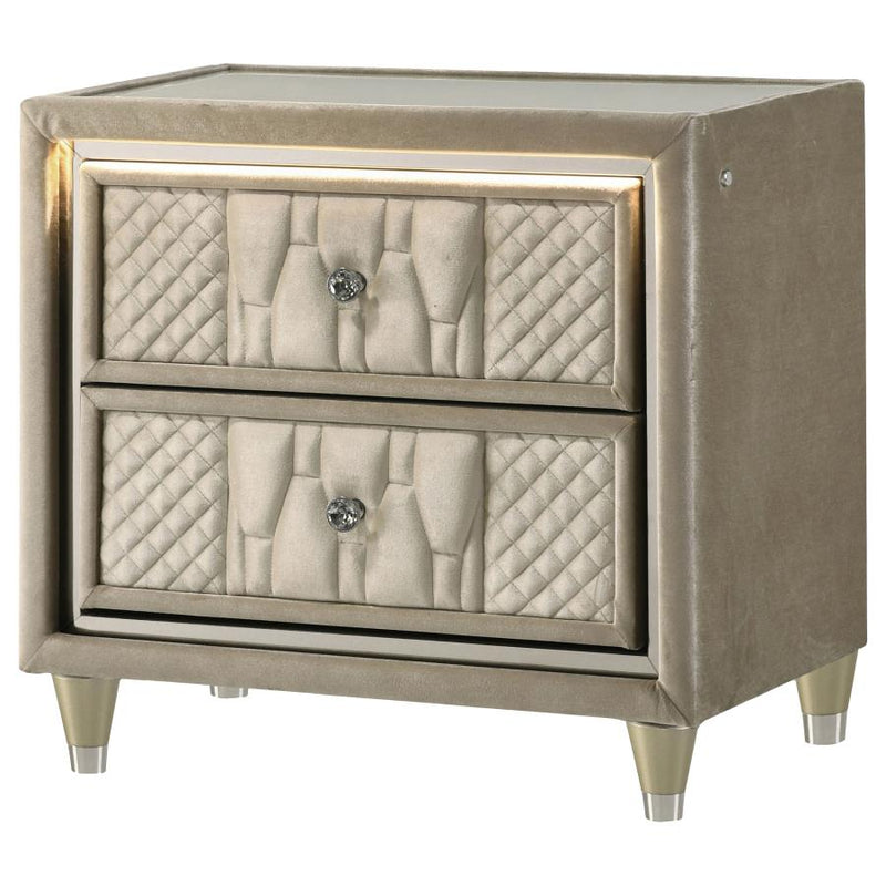 Lorient 2-drawer LED Nightstand with USB Ivory and Camel-zoom-