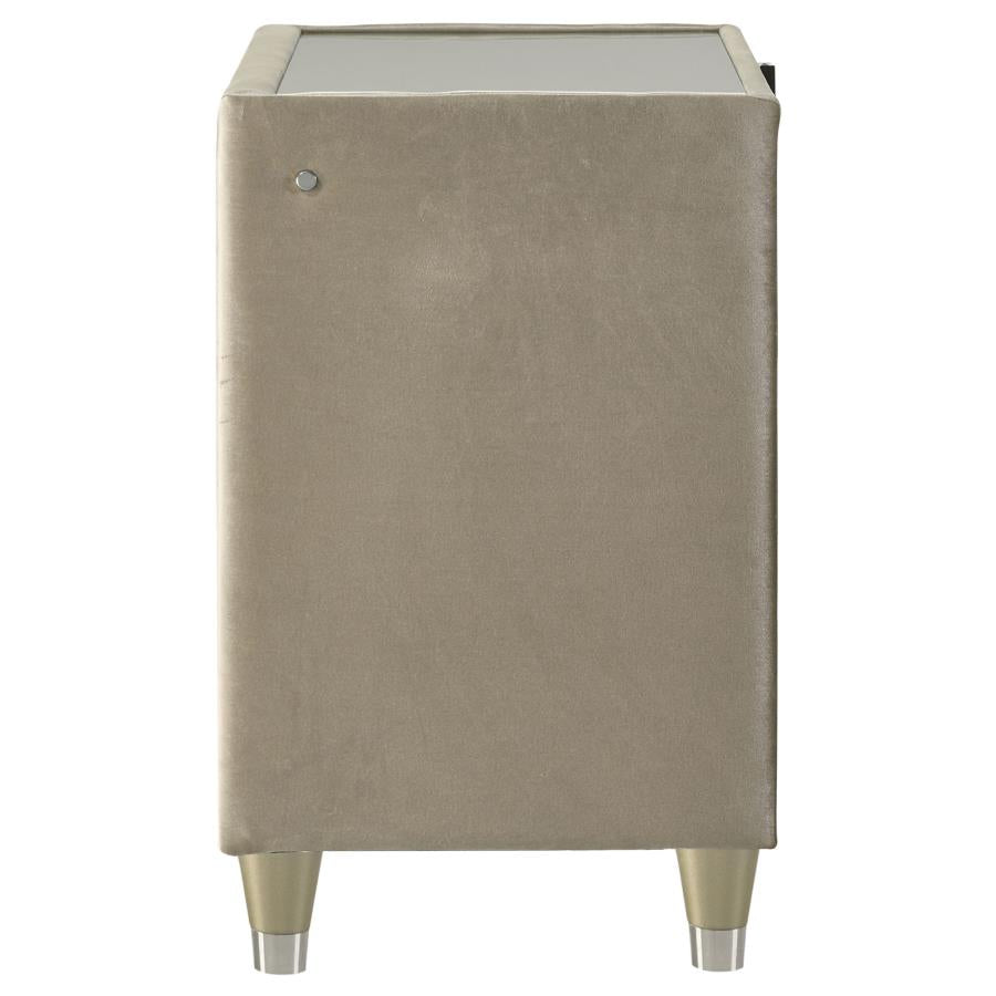 Lorient 2-drawer LED Nightstand with USB Ivory and Camel-5