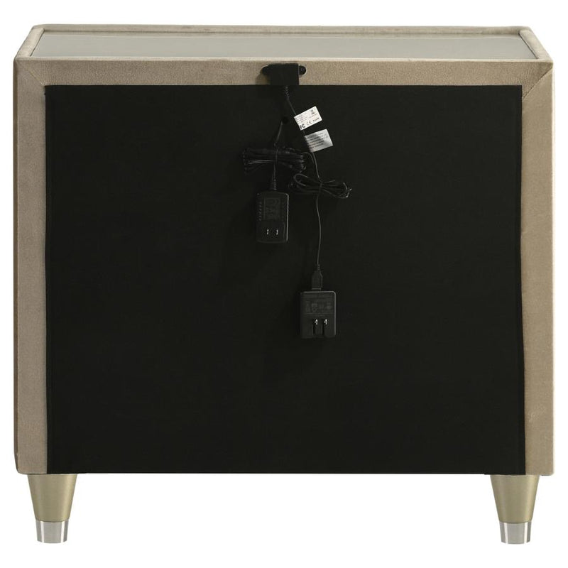 Lorient 2-drawer LED Nightstand with USB Ivory and Camel-zoom-