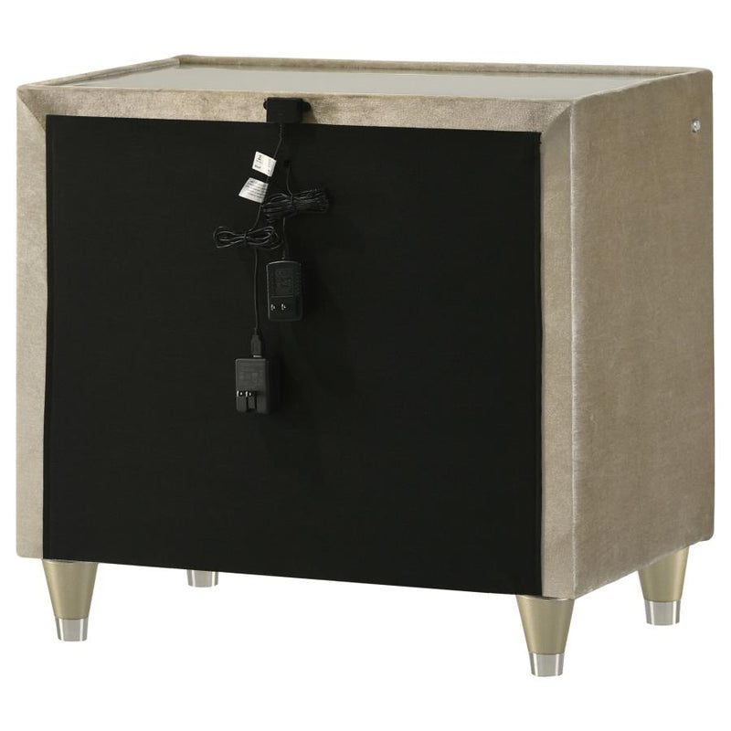Lorient 2-drawer LED Nightstand with USB Ivory and Camel-zoom-