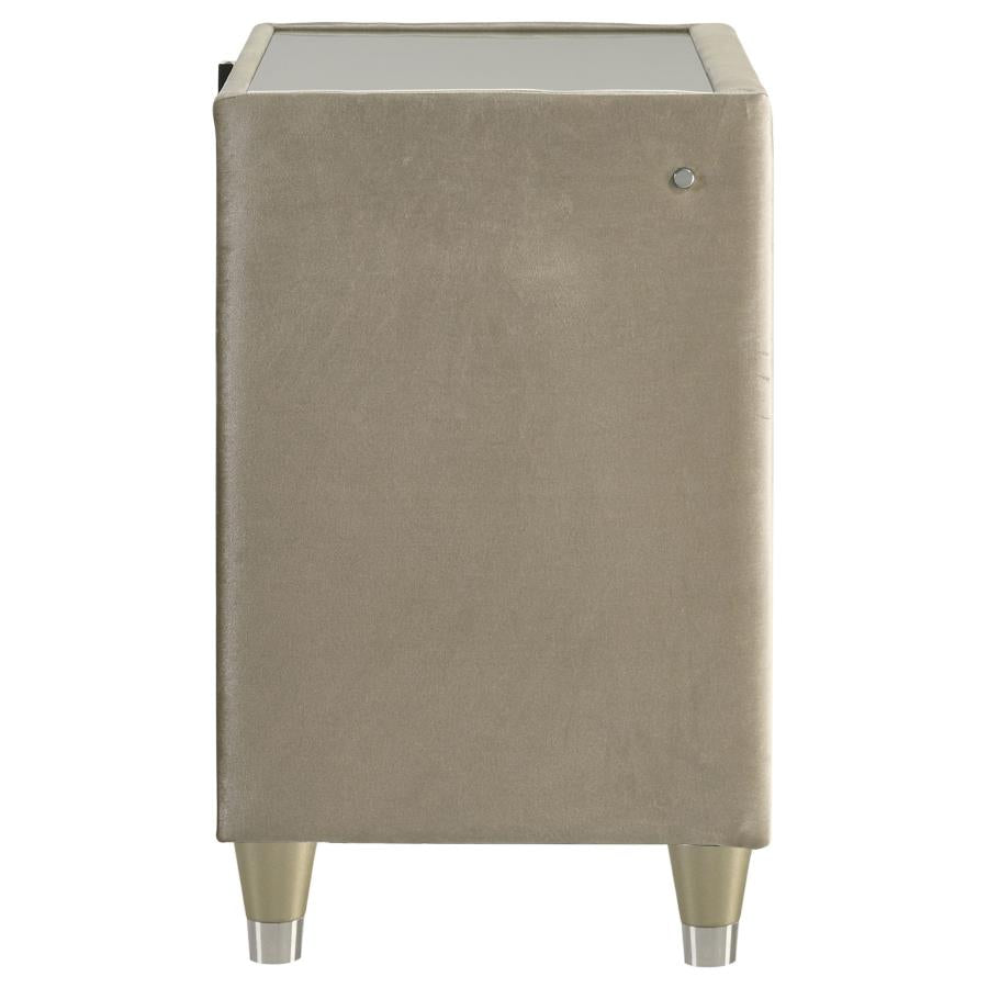 Lorient 2-drawer LED Nightstand with USB Ivory and Camel-9