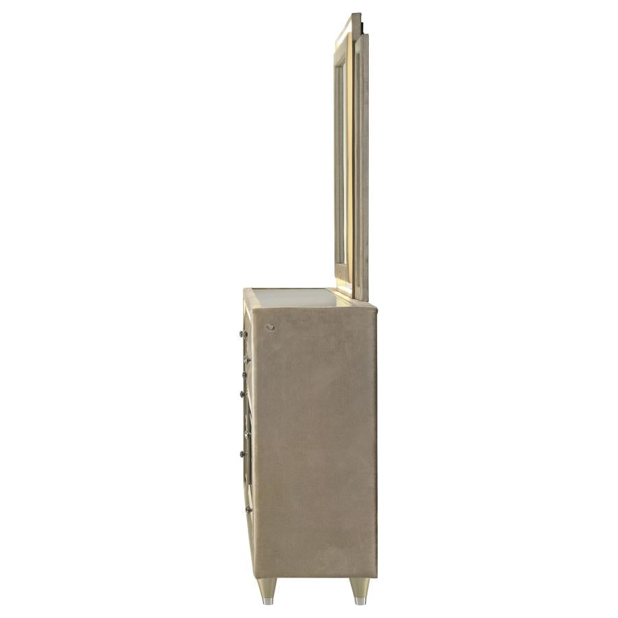 Lorient 8-drawer LED Flame Box Dresser and Mirror Ivory Camel-5