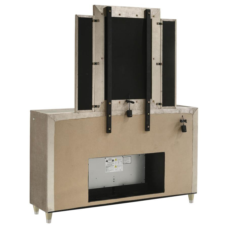 Lorient 8-drawer LED Flame Box Dresser and Mirror Ivory Camel-zoom-