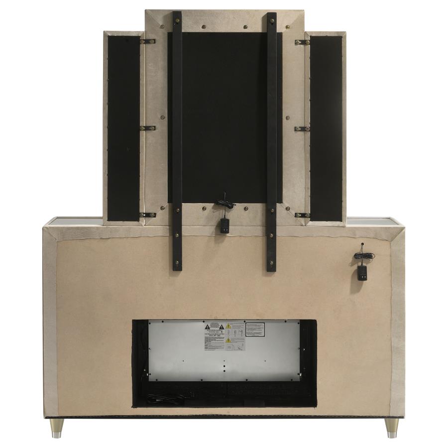 Lorient 8-drawer LED Flame Box Dresser and Mirror Ivory Camel-zoom-7