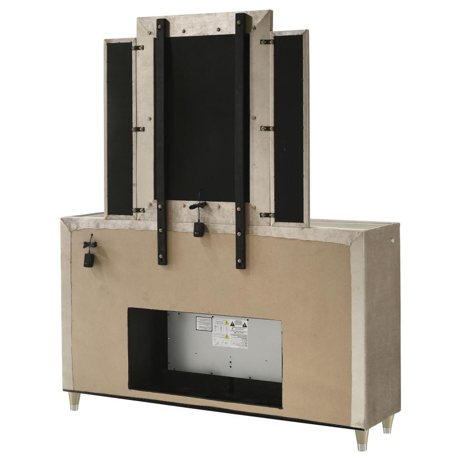 Lorient 8-drawer LED Flame Box Dresser and Mirror Ivory Camel-zoom-8