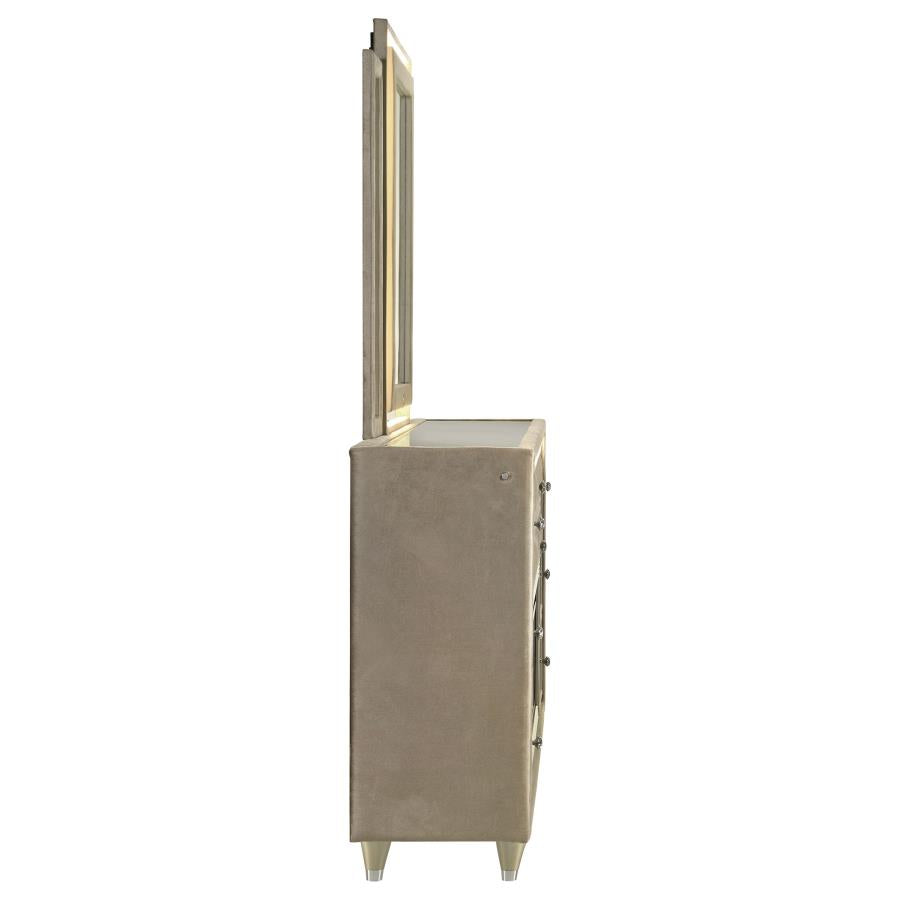 Lorient 8-drawer LED Flame Box Dresser and Mirror Ivory Camel-zoom-9