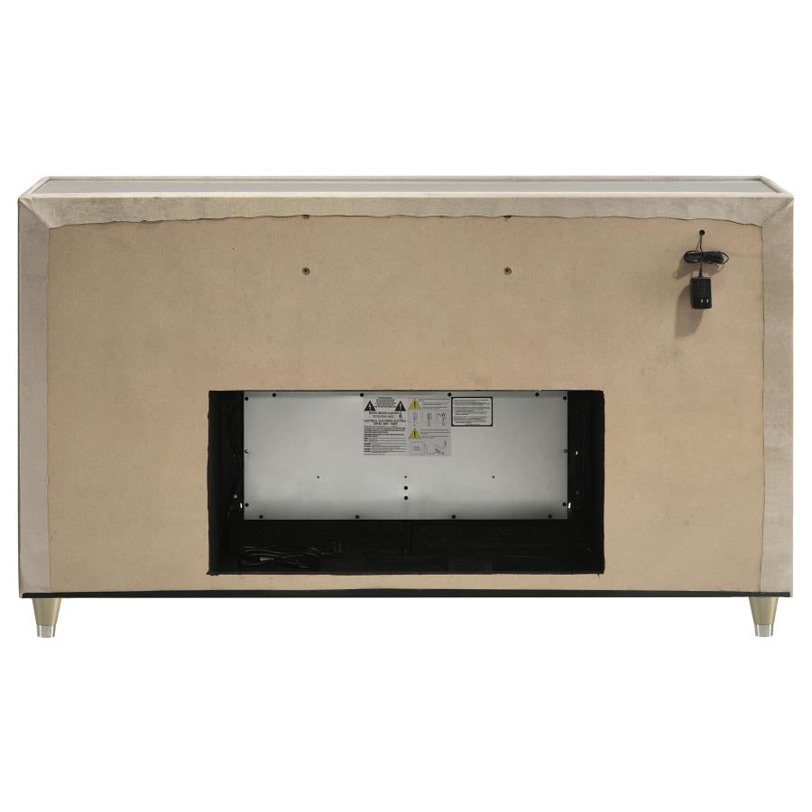 Lorient 8-drawer LED Bedroom Flame Box Dresser Ivory Camel-7