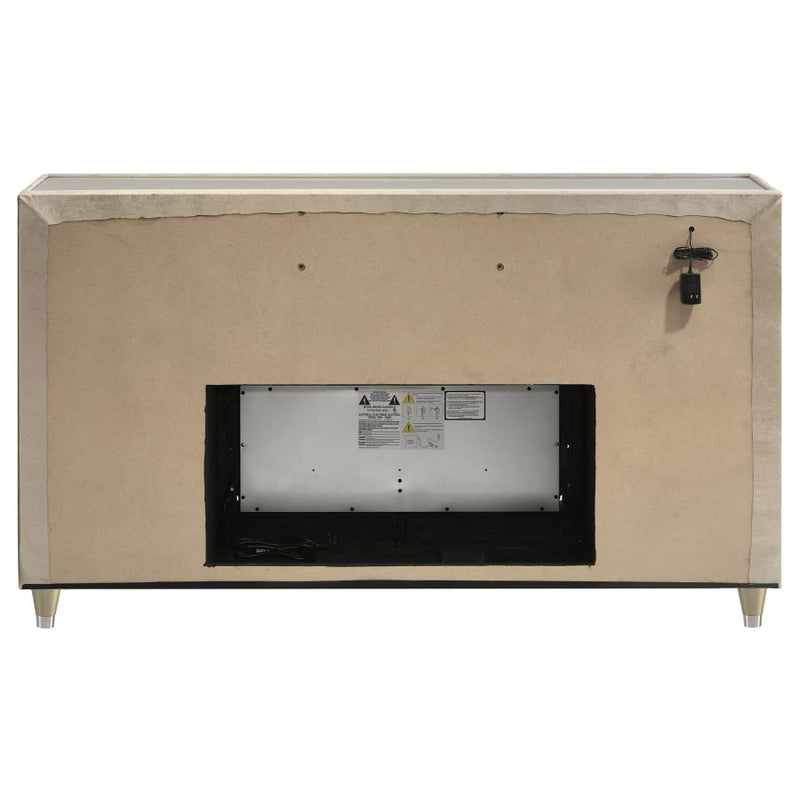 Lorient 8-drawer LED Bedroom Flame Box Dresser Ivory Camel-zoom-