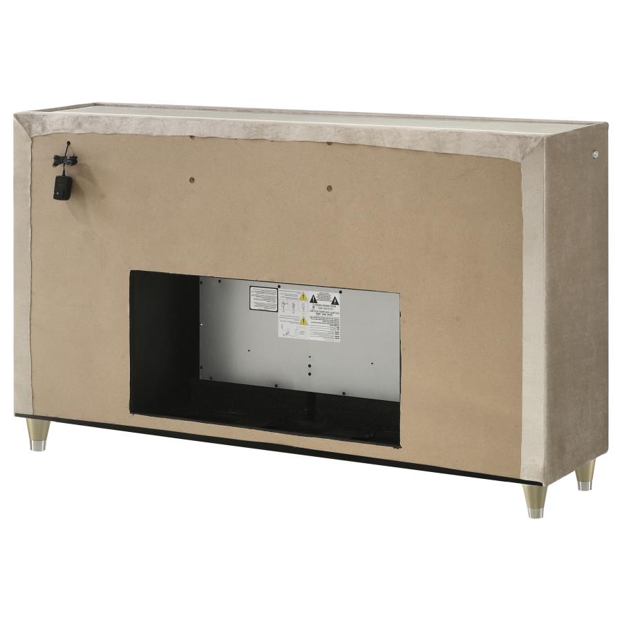 Lorient 8-drawer LED Bedroom Flame Box Dresser Ivory Camel-8