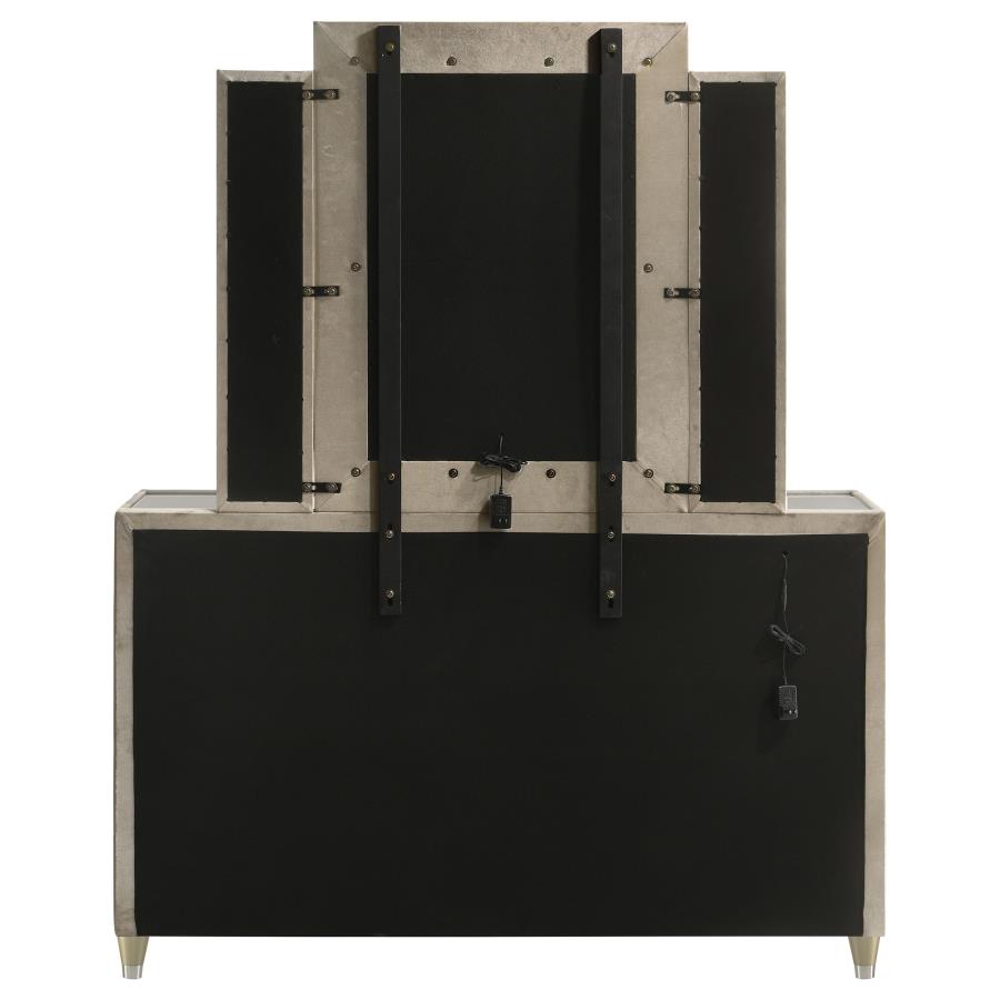 Lorient 8-drawer LED Dresser with Mirror Ivory and Camel-zoom-7