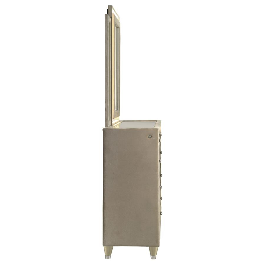 Lorient 8-drawer LED Dresser with Mirror Ivory and Camel-9