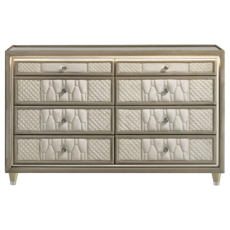 Lorient 8-drawer LED Bedroom Dresser Cabinet Ivory and Camel-zoom-