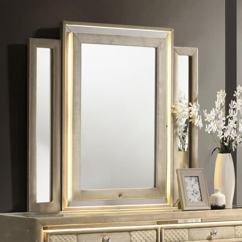 Lorient LED Dresser Mirror Ivory and Camel-zoom-