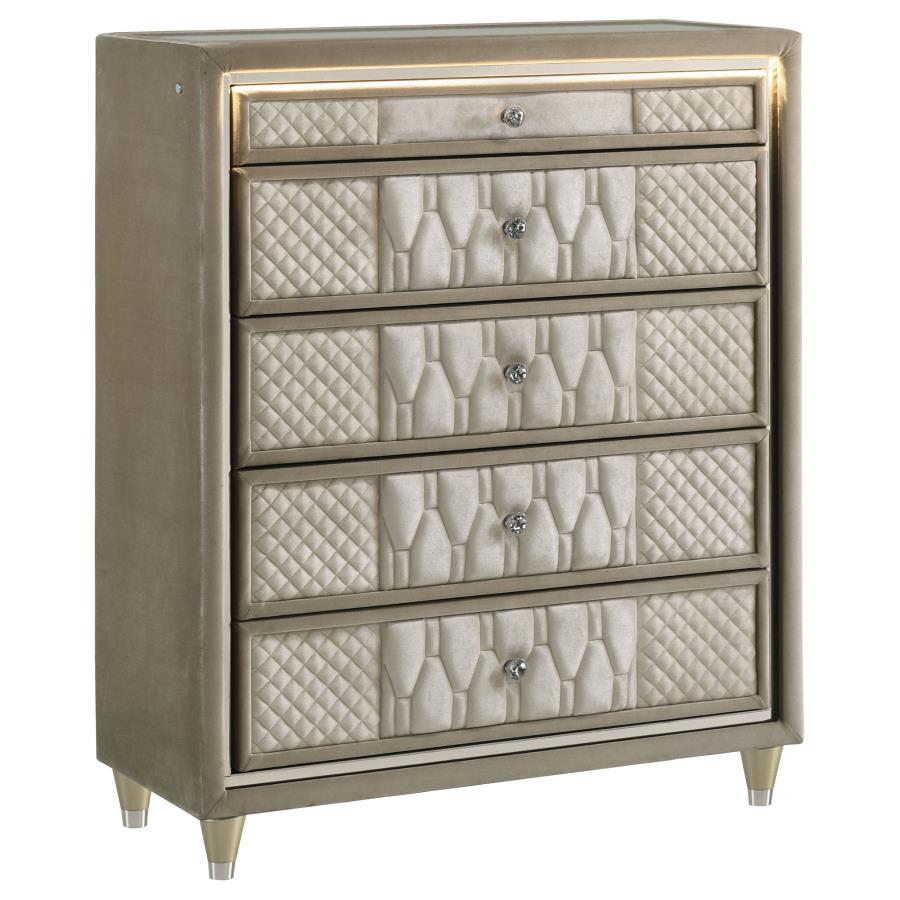 Lorient 5-drawer LED Chest of Drawers Ivory and Camel-1