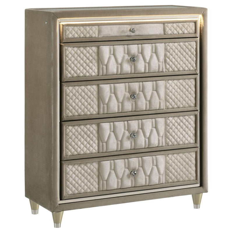 Lorient 5-drawer LED Chest of Drawers Ivory and Camel-zoom-