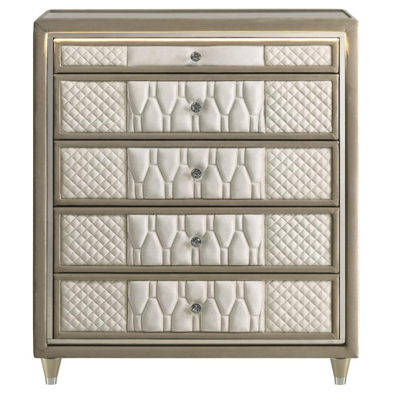 Lorient 5-drawer LED Chest of Drawers Ivory and Camel-zoom-
