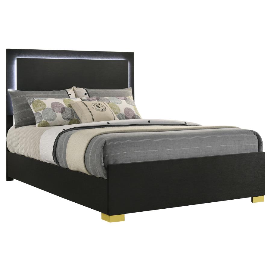 Marceline Wood Full LED Panel Bed Black-zoom-3