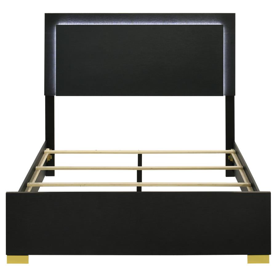 Marceline Wood Full LED Panel Bed Black-4