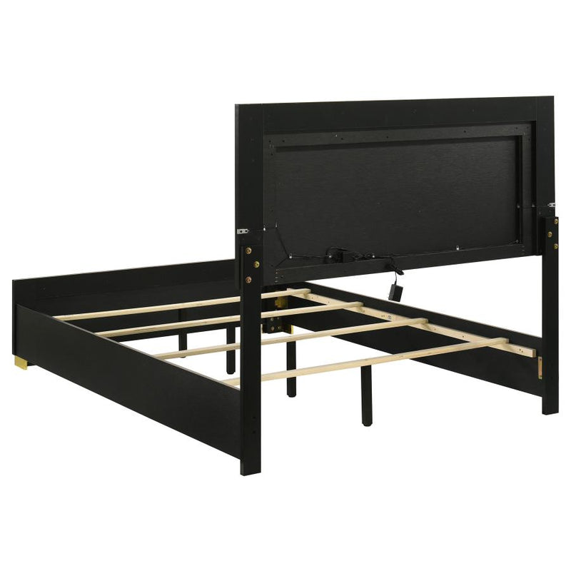 Marceline Wood Full LED Panel Bed Black-zoom-