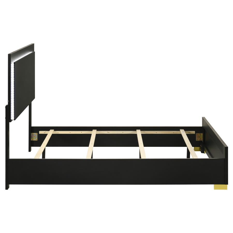 Marceline Wood Full LED Panel Bed Black-zoom-6