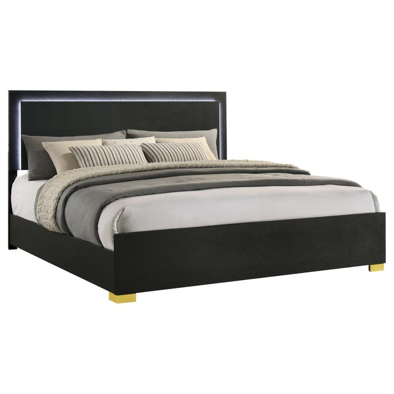 Marceline Wood Eastern King LED Panel Bed Black-zoom-