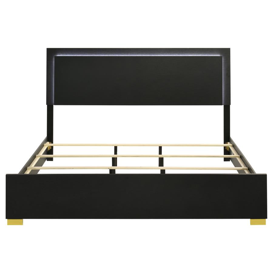 Marceline Wood Eastern King LED Panel Bed Black-4