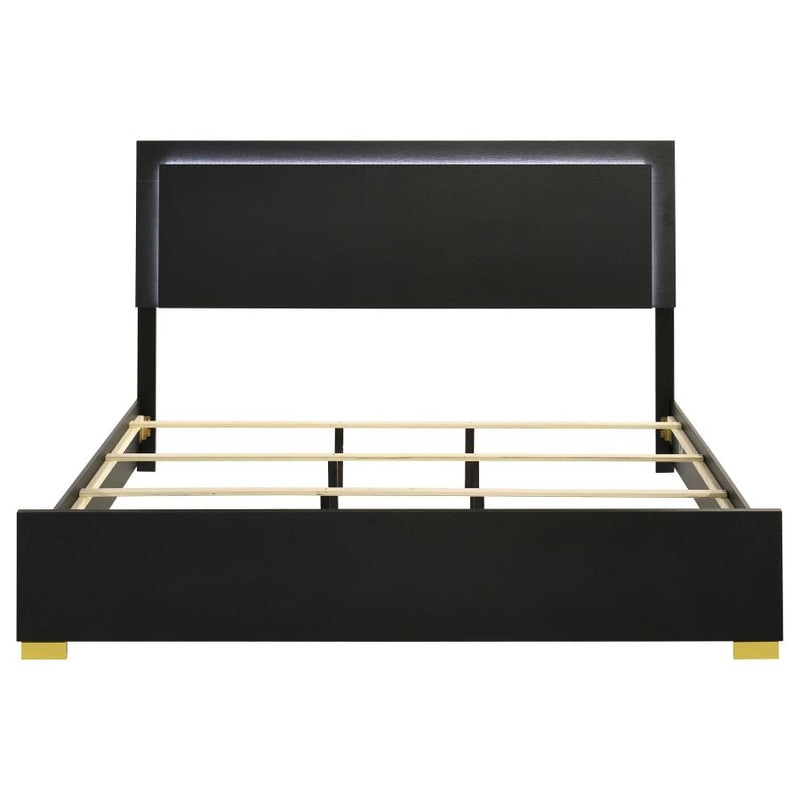 Marceline Wood Eastern King LED Panel Bed Black-zoom-