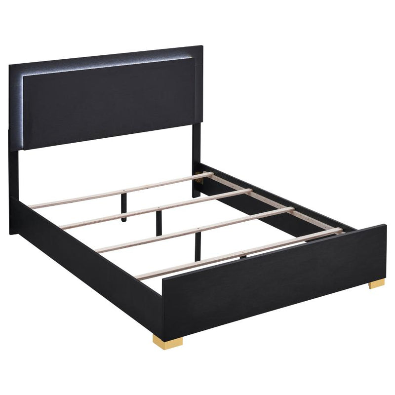Marceline Wood Queen LED Panel Bed Black-zoom-