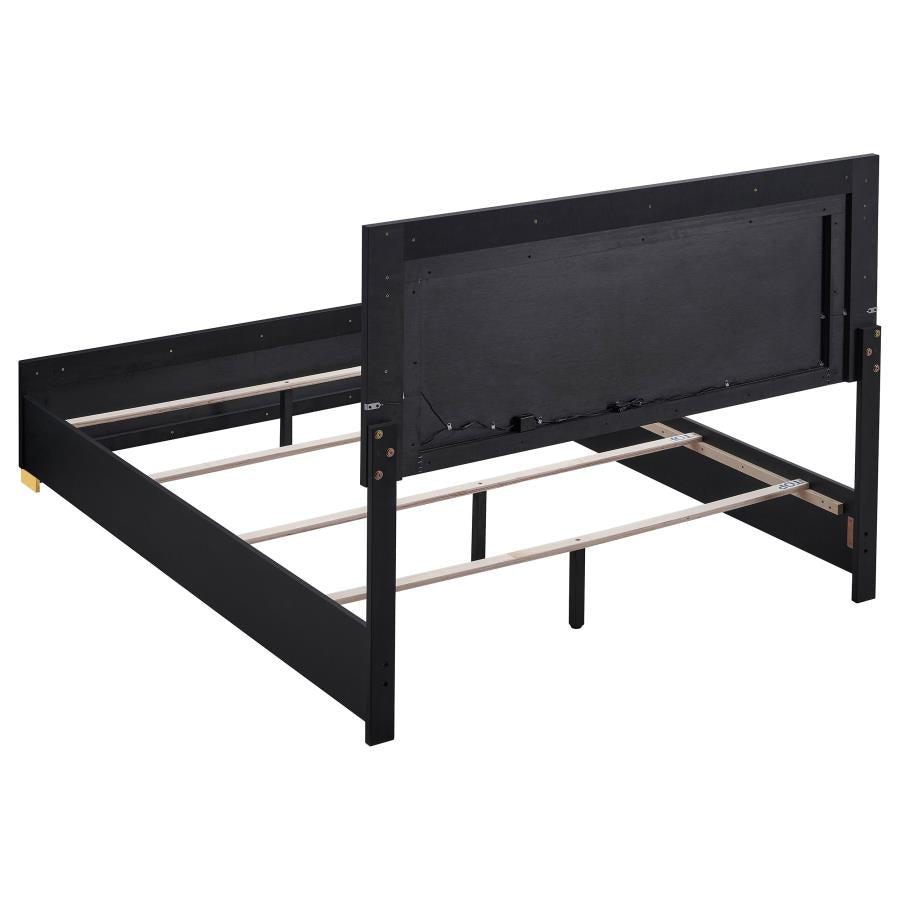 Marceline Wood Queen LED Panel Bed Black-5