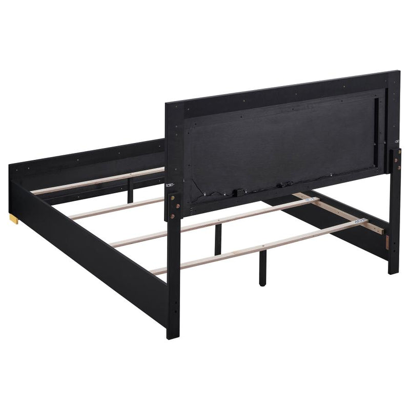 Marceline Wood Queen LED Panel Bed Black-zoom-