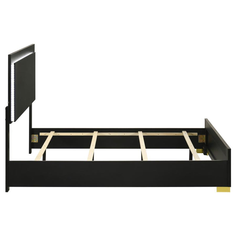 Marceline Wood Queen LED Panel Bed Black-zoom-