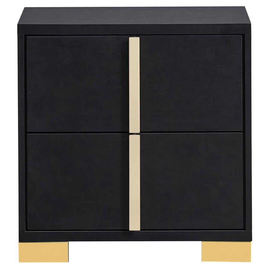 Marceline 2-drawer Nightstand Black-3