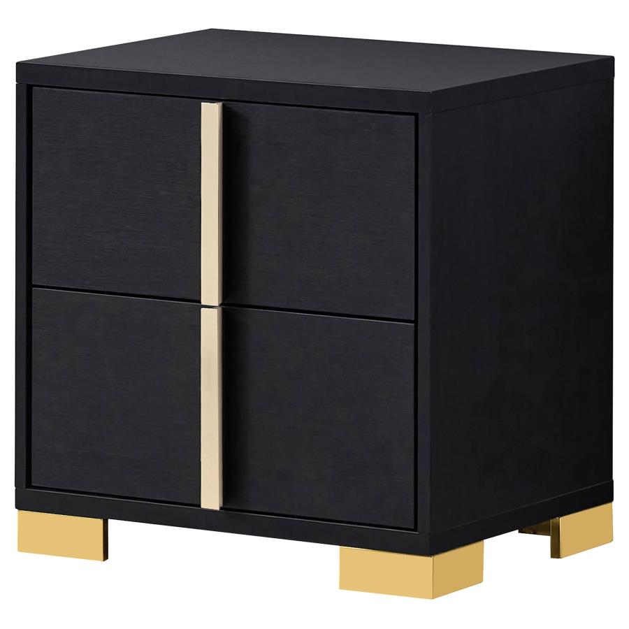 Marceline 2-drawer Nightstand Black-4