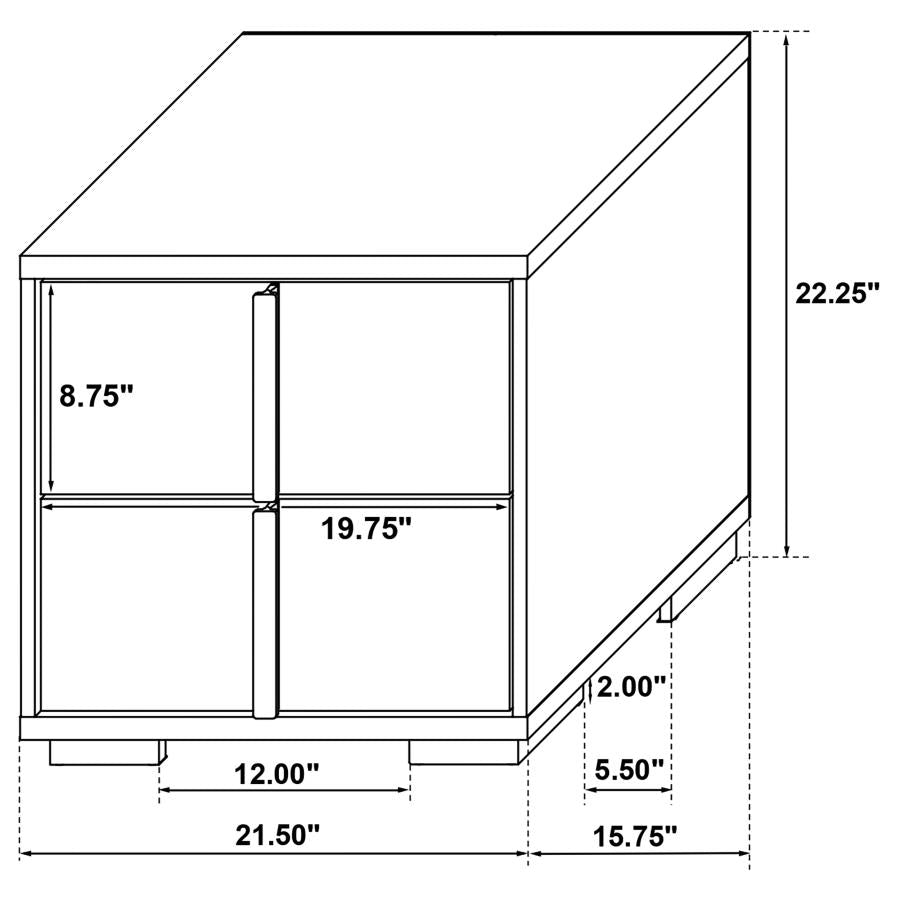 Marceline 2-drawer Nightstand Black-14