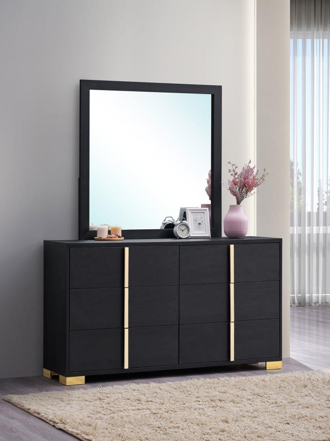 Marceline 6-drawer Dresser with Mirror Black-zoom-