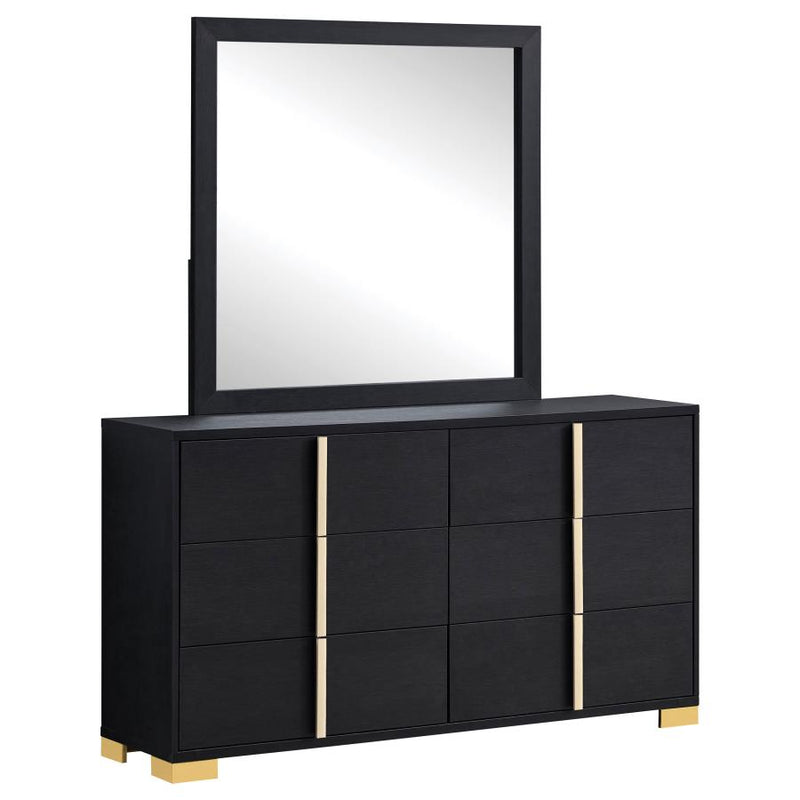 Marceline 6-drawer Dresser with Mirror Black-zoom-