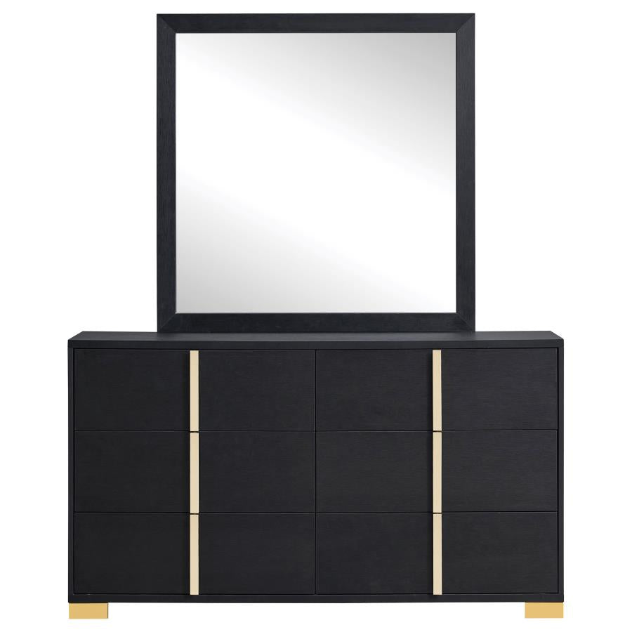Marceline 6-drawer Dresser with Mirror Black-zoom-3