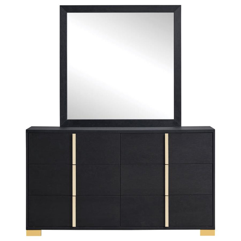 Marceline 6-drawer Dresser with Mirror Black-zoom-