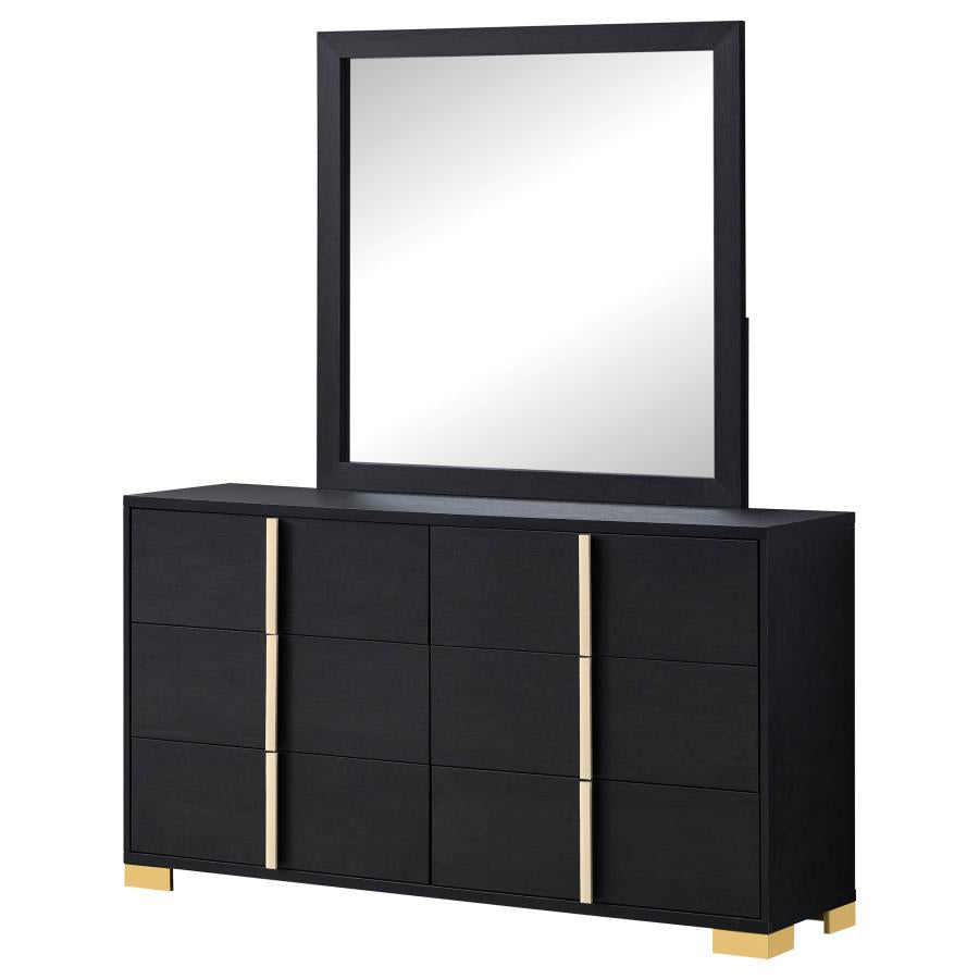 Marceline 6-drawer Dresser with Mirror Black-4