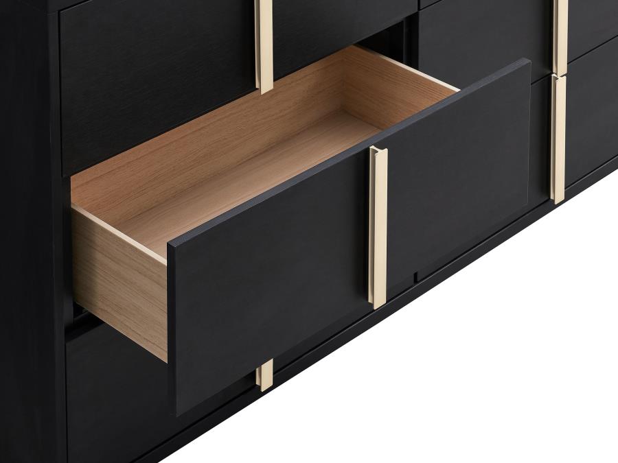 Marceline 6-drawer Dresser with Mirror Black-zoom-10