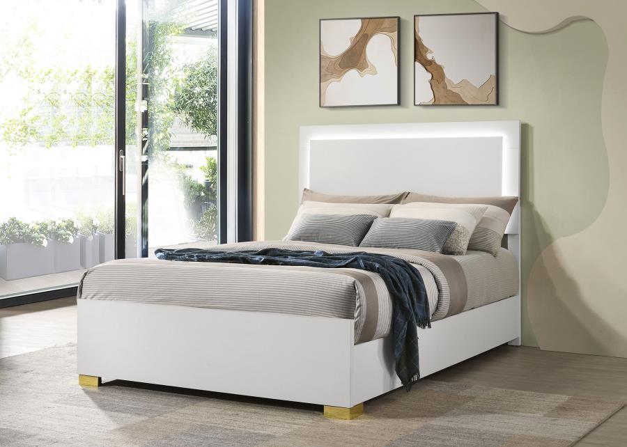 Marceline Wood Full LED Panel Bed White-zoom-2