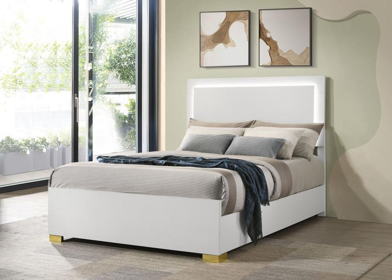 Marceline Wood Full LED Panel Bed White-zoom-