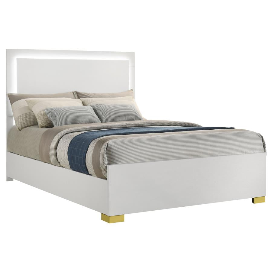 Marceline Wood Full LED Panel Bed White-zoom-3