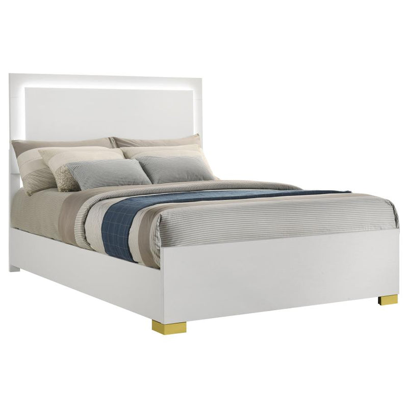 Marceline Wood Full LED Panel Bed White-zoom-