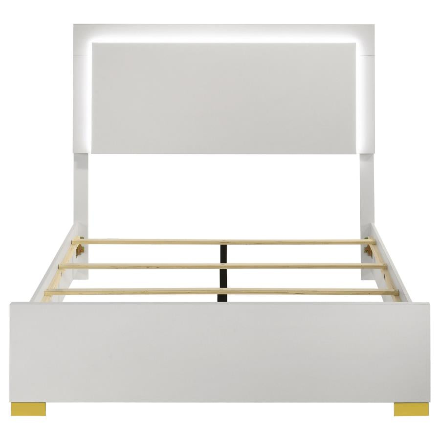 Marceline Wood Full LED Panel Bed White-4