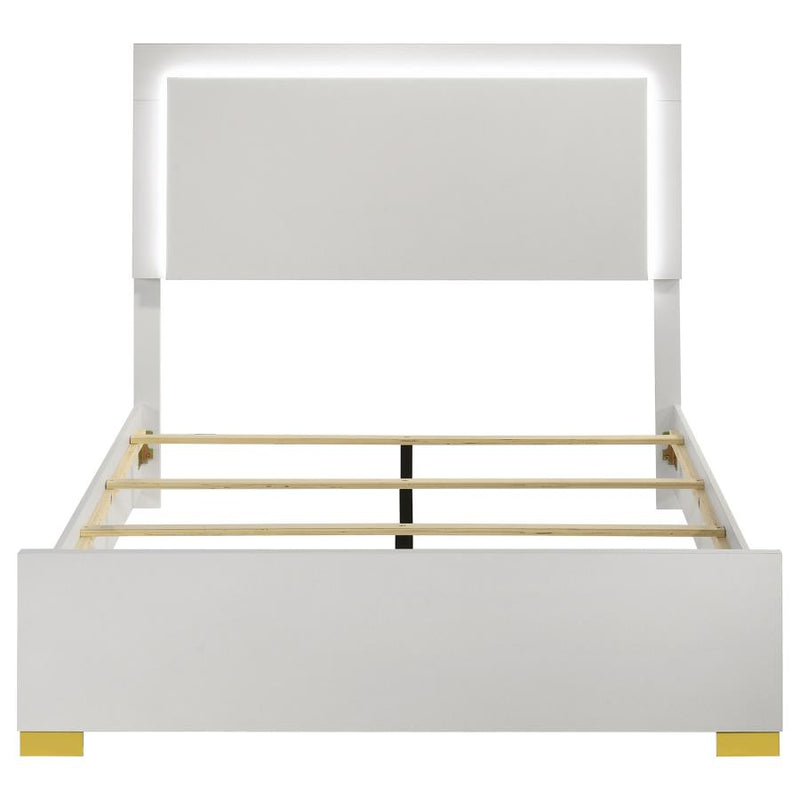 Marceline Wood Full LED Panel Bed White-zoom-
