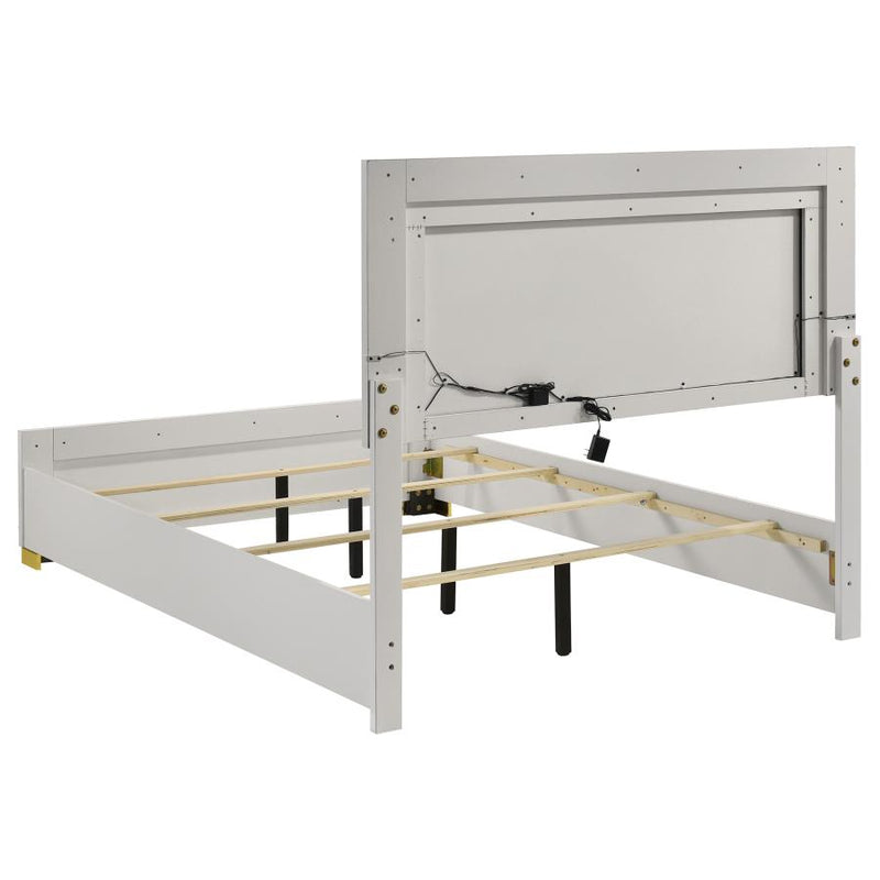 Marceline Wood Full LED Panel Bed White-zoom-