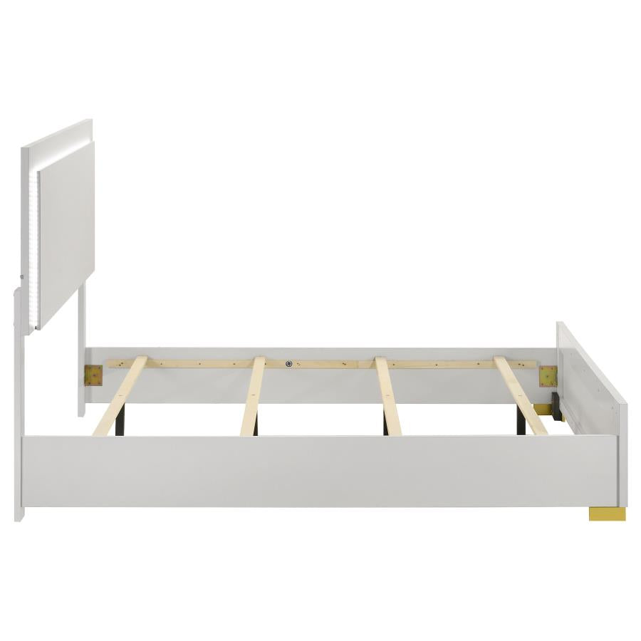 Marceline Wood Full LED Panel Bed White-6