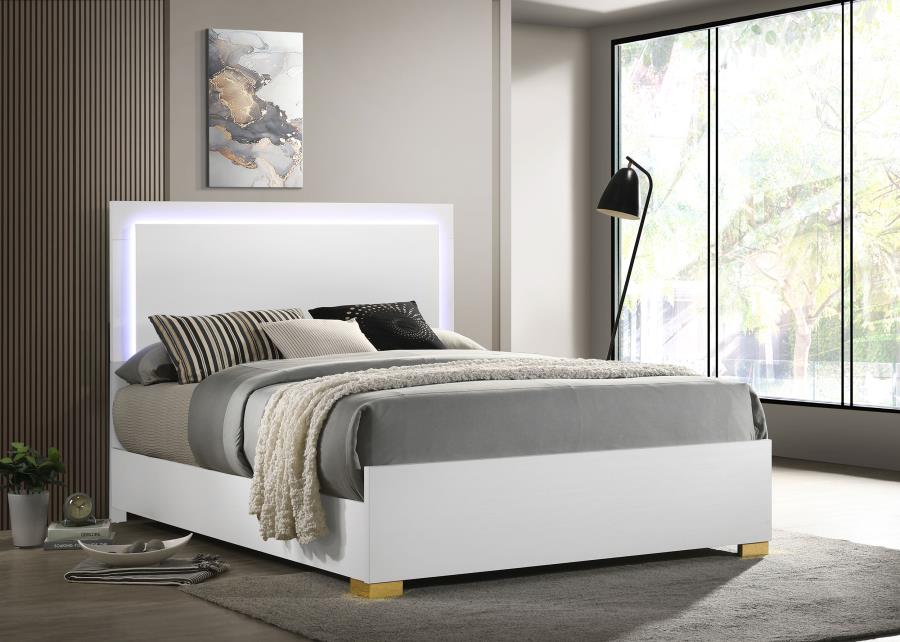Marceline Wood Queen LED Panel Bed White-zoom-2
