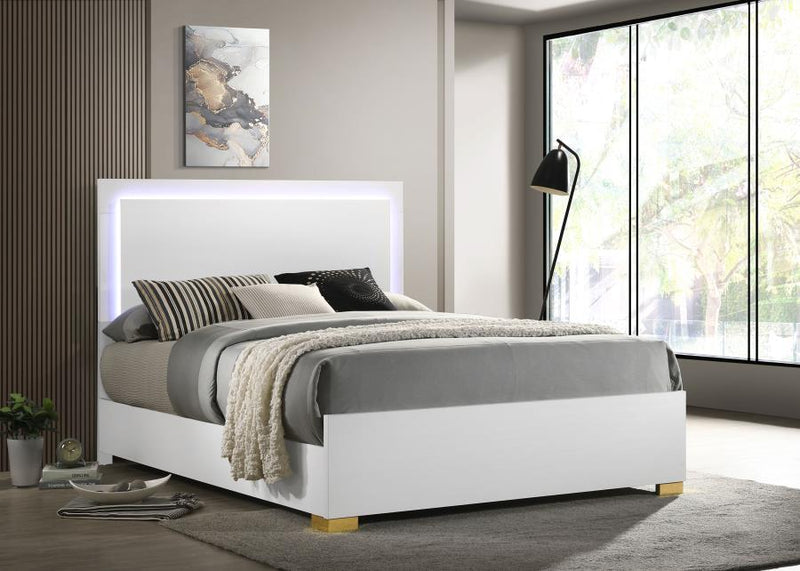 Marceline Wood Queen LED Panel Bed White-zoom-